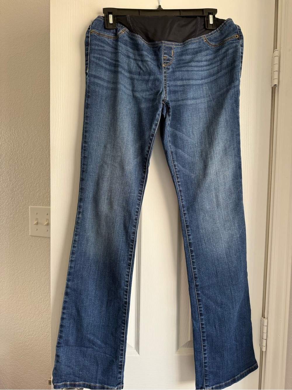 Blue Maternity Bootcut Jeans with Black Panel